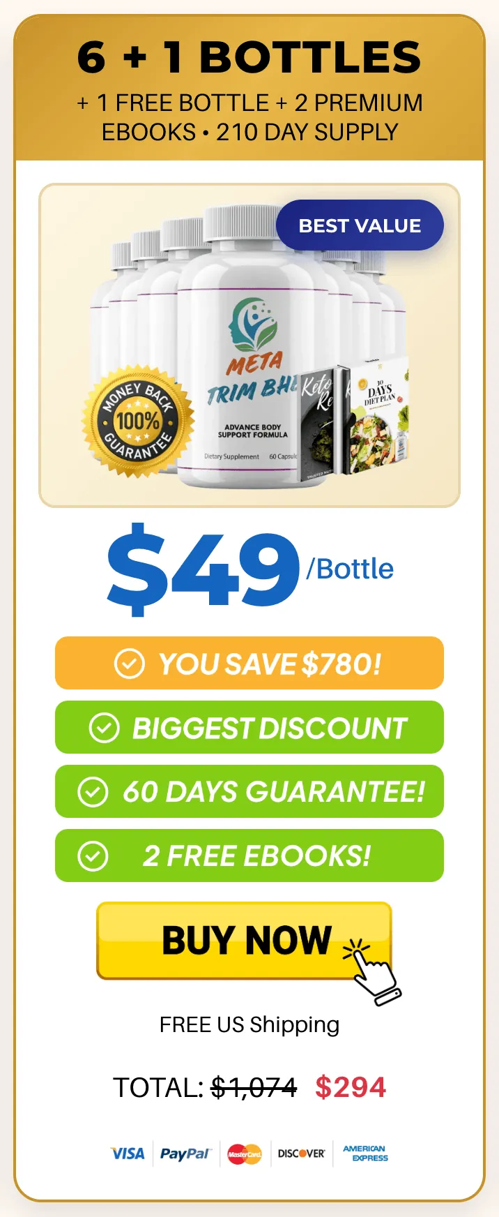Meta Trim BHB 6 plus 1 free bottle bundle with 2 free ebooks, best value pack